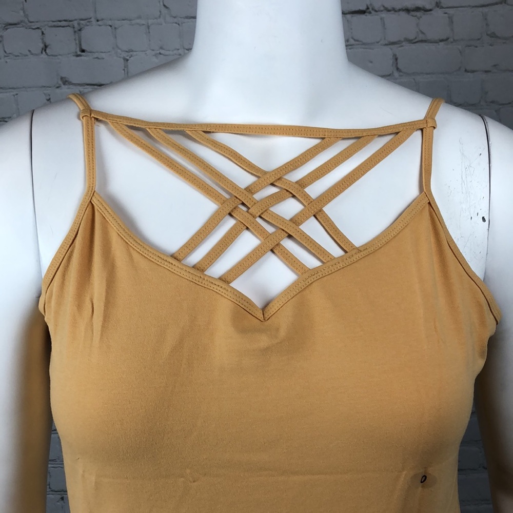 0X 1X Maurices Yellow Strappy Tank Top Plus Size - Picture 4 of 4